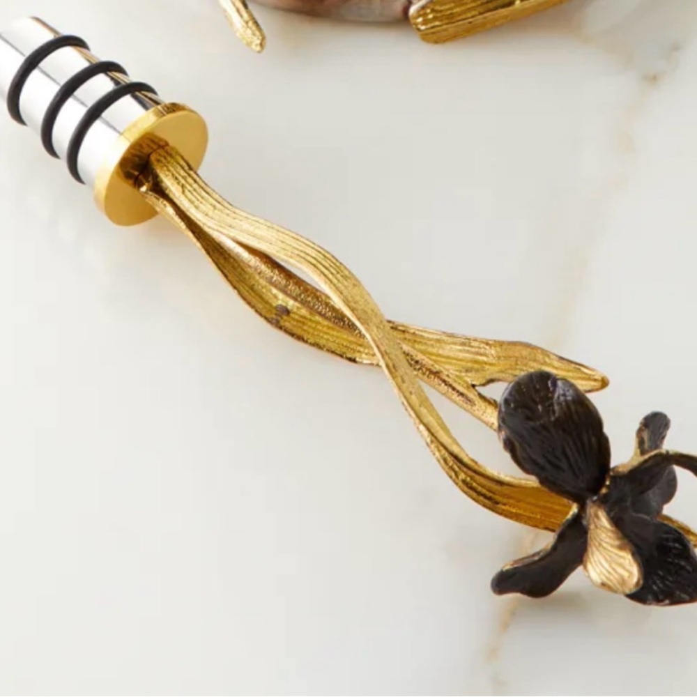 Michael Aram - Black Iris Stainless Steel Brass Wine Bottle Stopper 6.5”